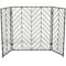 Black Metal Foldable Mesh Netting 3 Panel Geometric Fireplace Screen with Chevron Pattern 52" x 1" x 31"